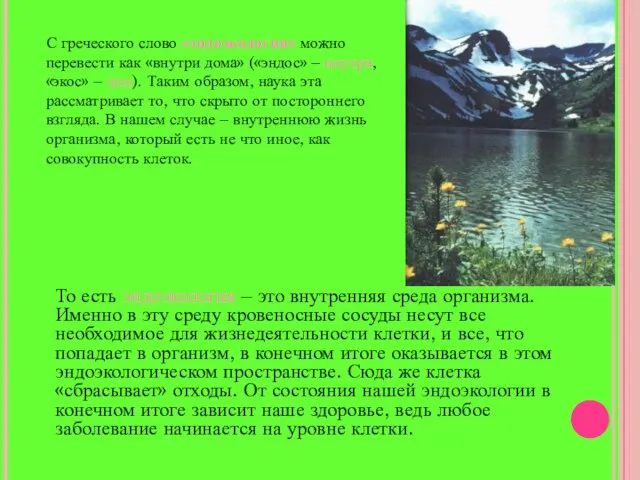 То есть эндоэкология – это внутренняя среда организма. Именно в эту среду