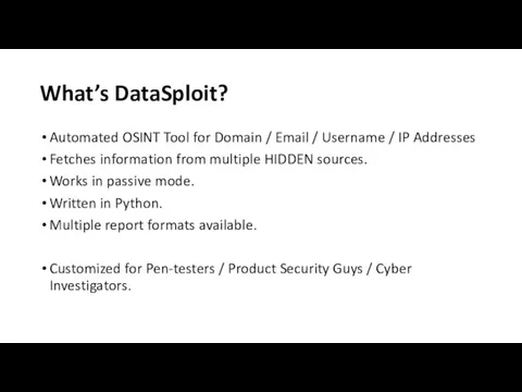 What’s DataSploit? Automated OSINT Tool for Domain / Email / Username /