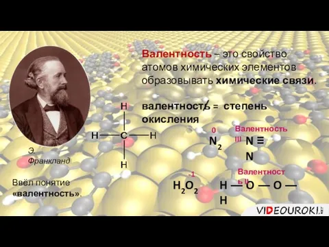 Э. Франкланд Ввёл понятие «валентность». Валентность – это свойство атомов химических элементов