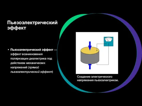 Пьезоэлектрический эффект Пьезоэлектрический эффект — эффект возникновения поляризации диэлектрика под действием механических