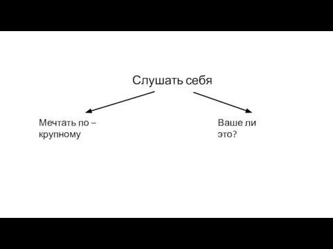 Слушать себя Мечтать по – крупному Ваше ли это?