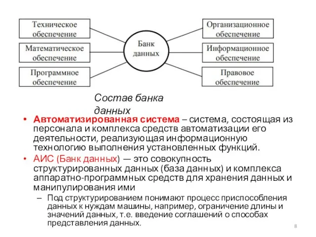 Автоматизированная система – система, состоящая из персонала и комплекса средств автоматизации его