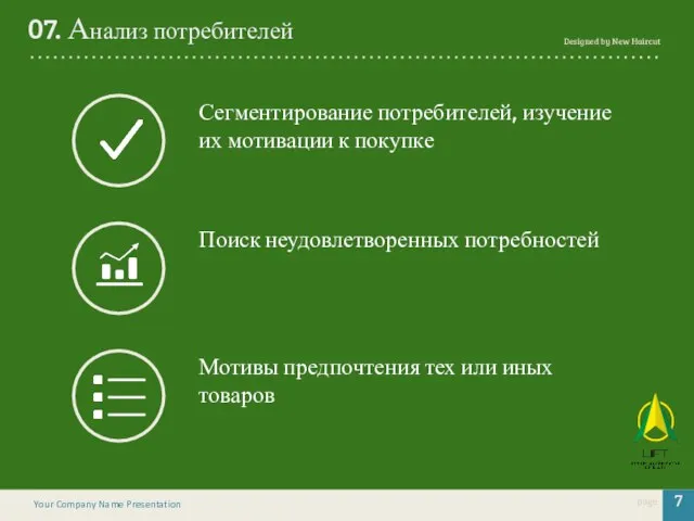 07. Анализ потребителей Your Company Name Presentation Сегментирование потребителей, изучение их мотивации