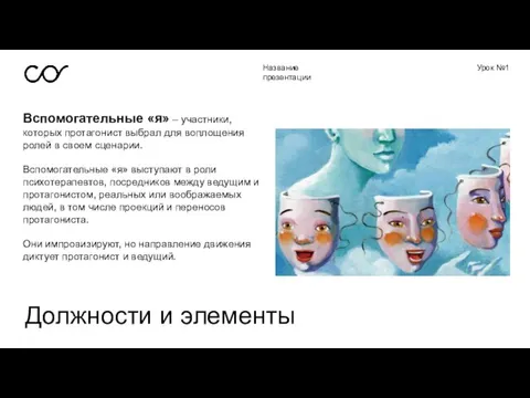 Название презентации Урок №1 Вспомогательные «я» – участники, которых протагонист выбрал для