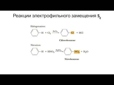 Реакции электрофильного замещения SE