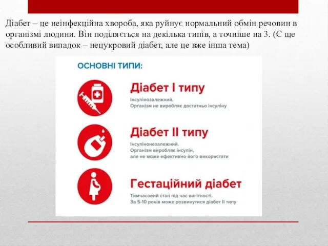 Діабет – це неінфекційна хвороба, яка руйнує нормальний обмін речовин в організмі