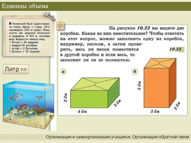 Литр >> Организация и самоорганизация учащихся. Организация обратной связи Единицы объема