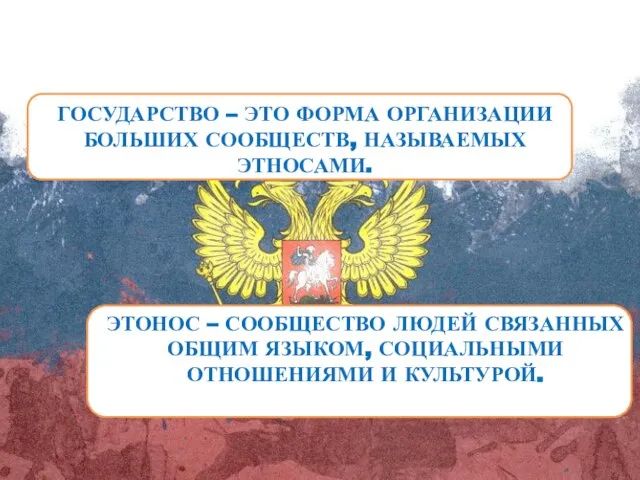 ГОСУДАРСТВО – ЭТО ФОРМА ОРГАНИЗАЦИИ БОЛЬШИХ СООБЩЕСТВ, НАЗЫВАЕМЫХ ЭТНОСАМИ. ЭТОНОС – СООБЩЕСТВО