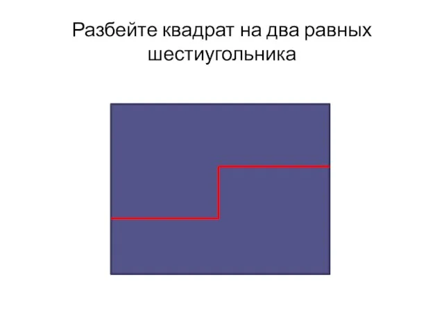 Разбейте квадрат на два равных шестиугольника