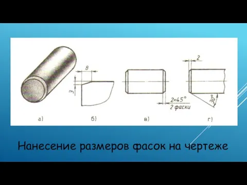 Нанесение размеров фасок на чертеже