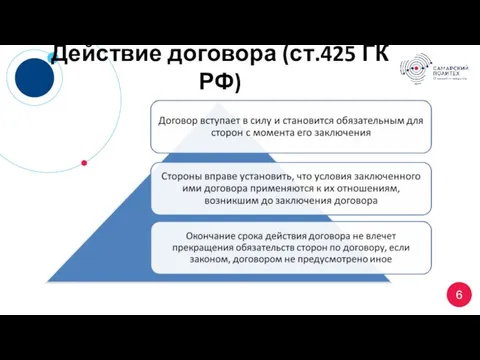 ? Действие договора (ст.425 ГК РФ)