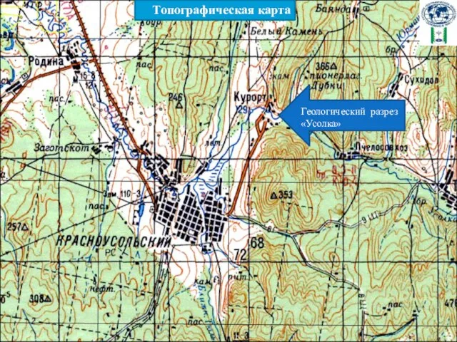 Топографическая карта Геологический разрез «Усолка»