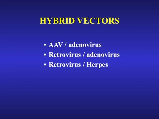 HYBRID VECTORS AAV / adenovirus Retrovirus / adenovirus Retrovirus / Herpes