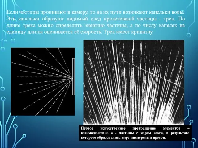 Если частицы проникают в камеру, то на их пути возникают капельки воды.