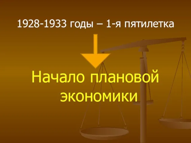 1928-1933 годы – 1-я пятилетка Начало плановой экономики