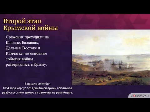 В начале сентября 1854 года корпус объединённой армии союзников разбил русскую армию