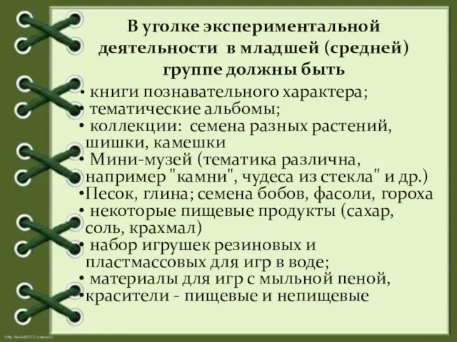 (средней) В уголке экспериментальной деятельности в младшей (средней) группе должны быть книги