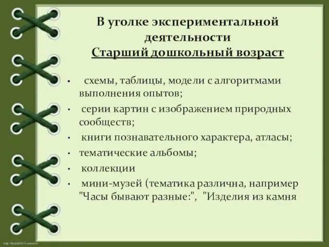 В уголке экспериментальной деятельности Старший дошкольный возраст схемы, таблицы, модели с алгоритмами