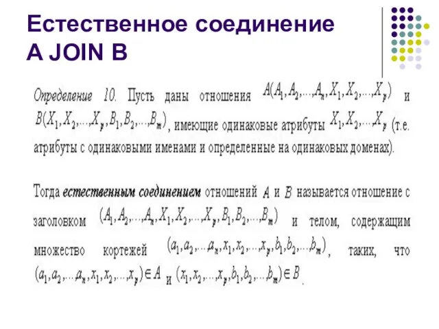 Естественное соединение A JOIN B