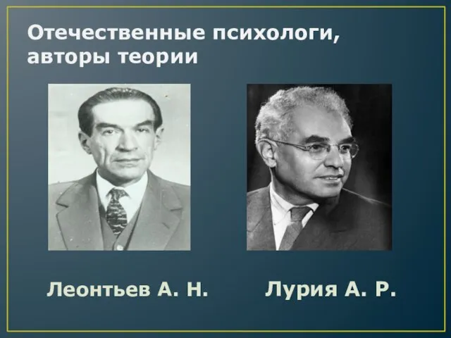 Отечественные психологи, авторы теории Леонтьев А. Н. Лурия А. Р.