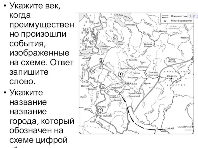 Укажите век, когда преимущественно произошли события, изображенные на схеме. Ответ запишите слово.