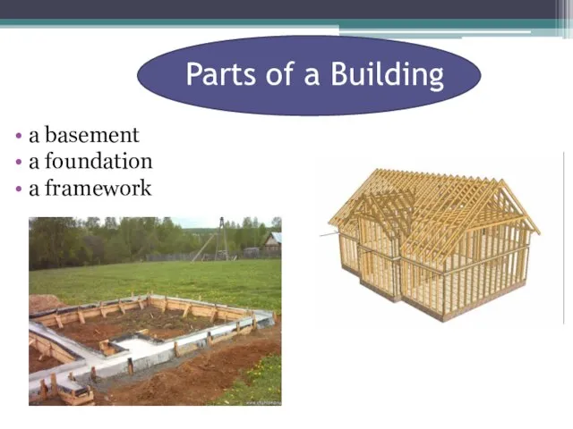 Parts of a Building a basement a foundation a framework