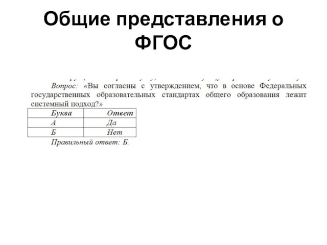 Общие представления о ФГОС