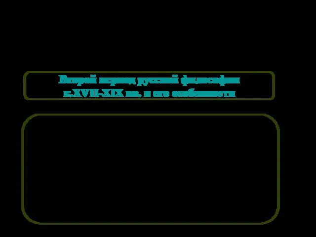 Второй период русской философии к.XVII-XIX вв. и его особенности Особенности русской мысли