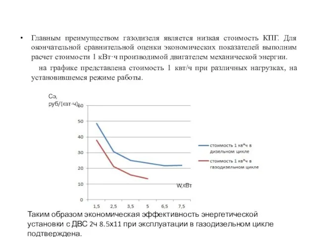 Главным преимуществом газодизеля является низкая стоимость КПГ. Для окончательной сравнительной оценки экономических