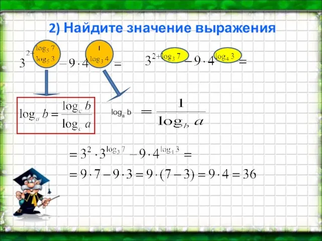 2) Найдите значение выражения loga b