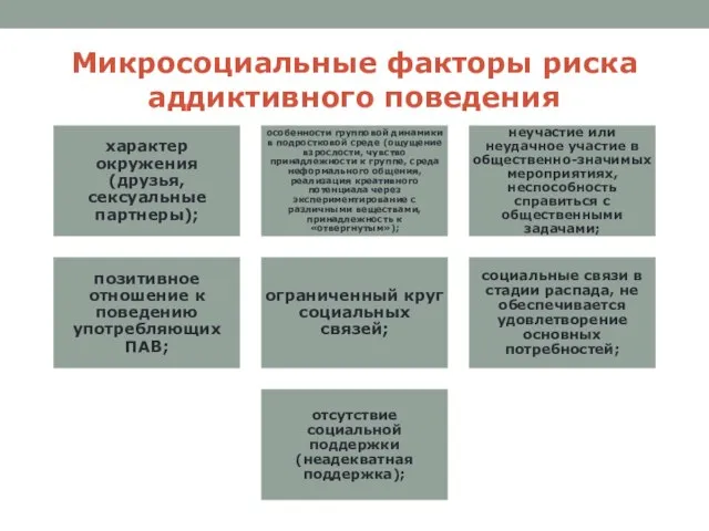 Микросоциальные факторы риска аддиктивного поведения