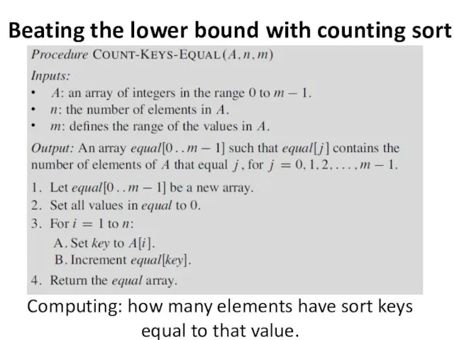 Beating the lower bound with counting sort Computing: how many elements have