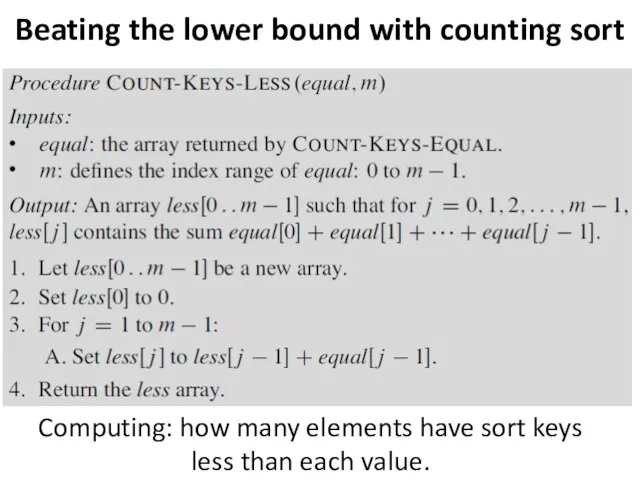 Beating the lower bound with counting sort Computing: how many elements have
