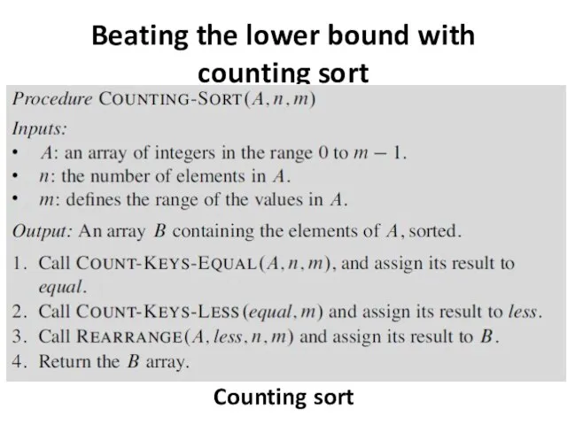 Beating the lower bound with counting sort Counting sort