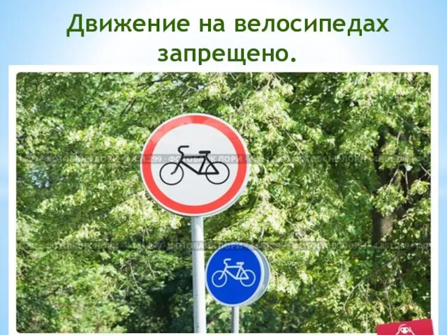 Движение на велосипедах запрещено.