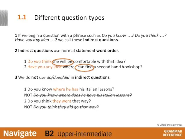 Different question types 1 If we begin a question with a phrase