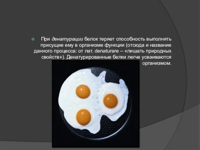 При денатурации белок теряет способность выполнять присущие ему в организме функции (отсюда