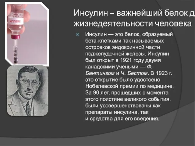 Инсулин – важнейший белок для жизнедеятельности человека Инсулин — это белок, образуемый