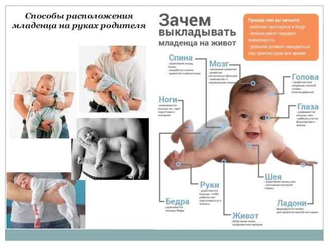 Способы расположения младенца на руках родителя