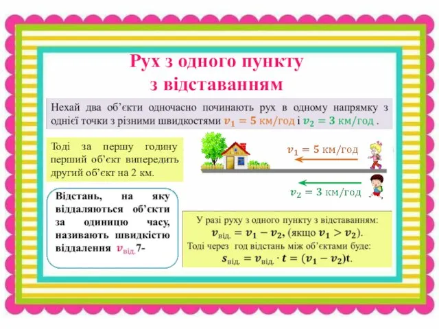 s Рух з одного пункту з відставанням Тоді за першу годину перший