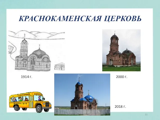 КРАСНОКАМЕНСКАЯ ЦЕРКОВЬ 1914 г. 2000 г. 2018 г.