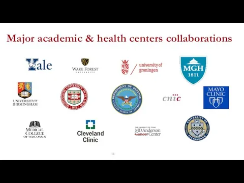 Major academic & health centers collaborations