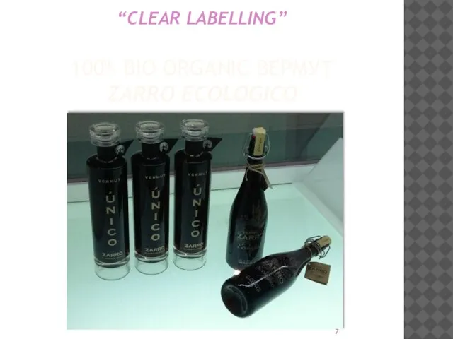 “CLEAR LABELLING” 100% BIO ORGANIC ВЕРМУТ ZARRO ECOLOGICO