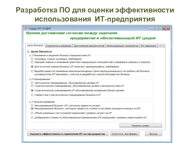 Разработка ПО для оценки эффективности использования ИТ-предприятия