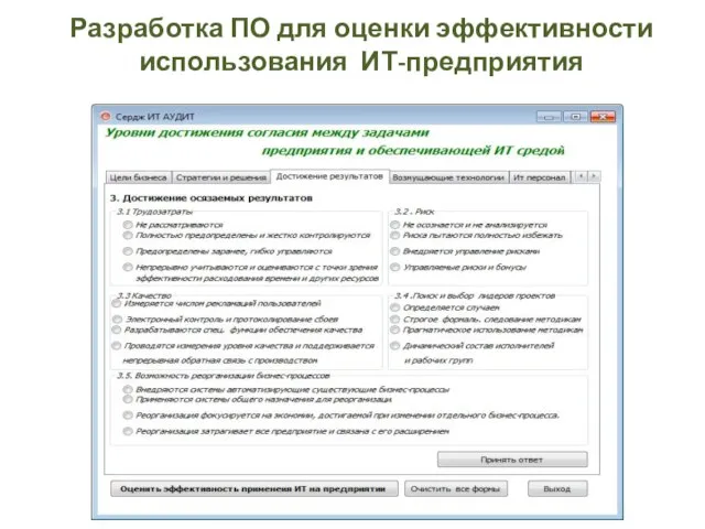 Разработка ПО для оценки эффективности использования ИТ-предприятия