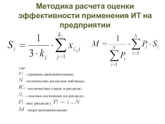 Методика расчета оценки эффективности применения ИТ на предприятии