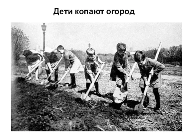 Дети копают огород
