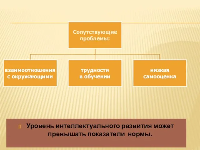 Уровень интеллектуального развития может превышать показатели нормы.