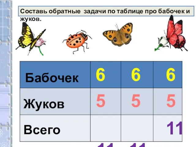Бабочек Жуков Всего 6 6 5 5 6 5 11 11 11