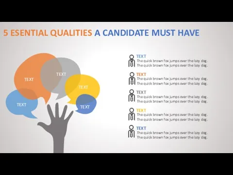 5 ESENTIAL QUALITIES A CANDIDATE MUST HAVE TEXT TEXT TEXT TEXT TEXT